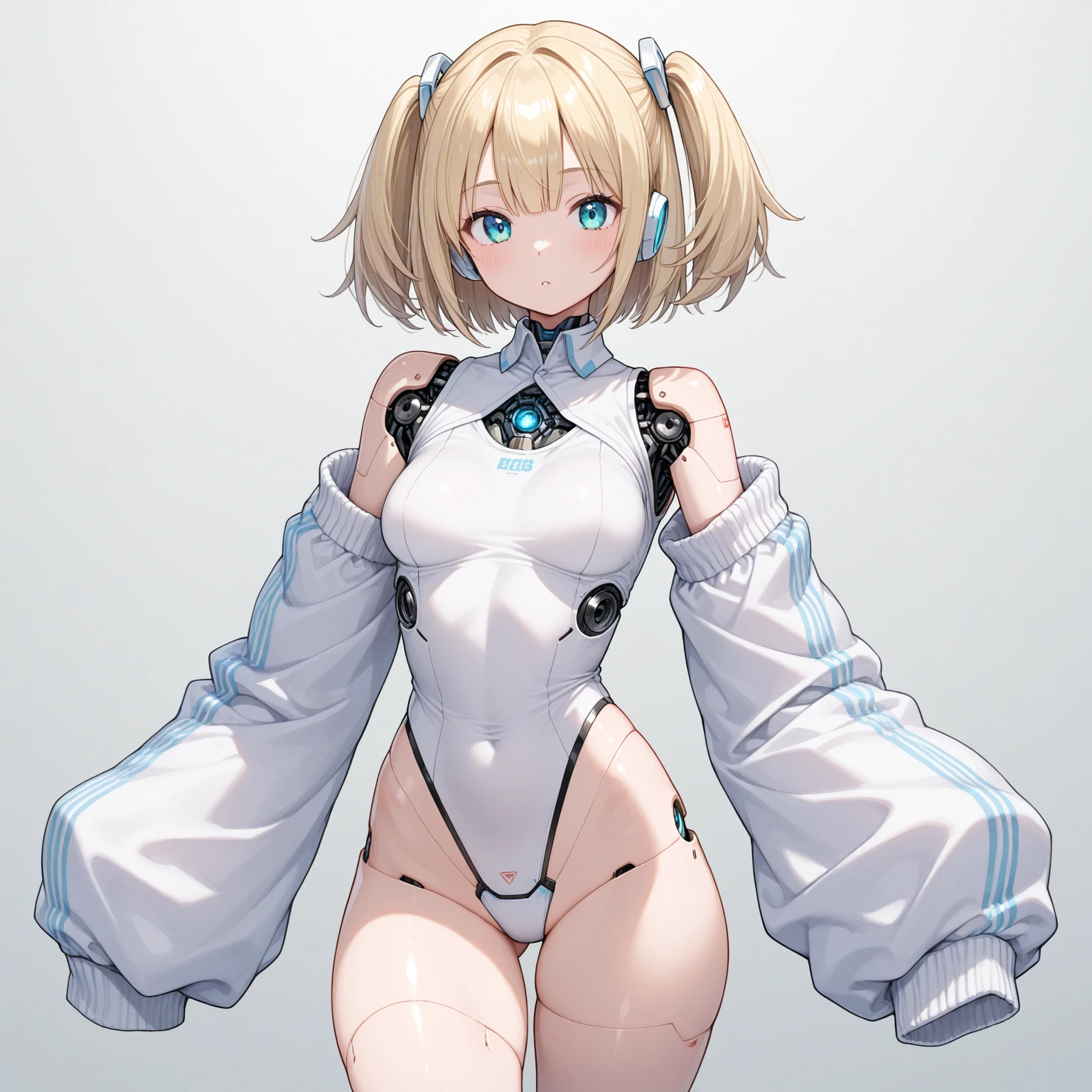 Genuine、1 girl、17 years old、Blonde、Embarrassed face, Long Hair、Braid、Twin tails、((White leotard:1.5)), ((Breasts with visible nipples)), ((Narrow waist))、Wet body、Cowboy Shot、Positive、Shiny body、Pee、Looking into the camera、((Genitals are visible))、((Take a photo from the front))、Highest quality