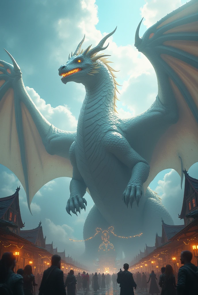 (tmasterpiece), (Best quality at best), Cinematic quality,Rendered by Octane,Ultra-detailed details,Cloud dragon composed of white clouds,Huge JAPANESE dragon,Slender dragon body,body of revolution,Dragon tail,Dragon's Horn,dragon claw,