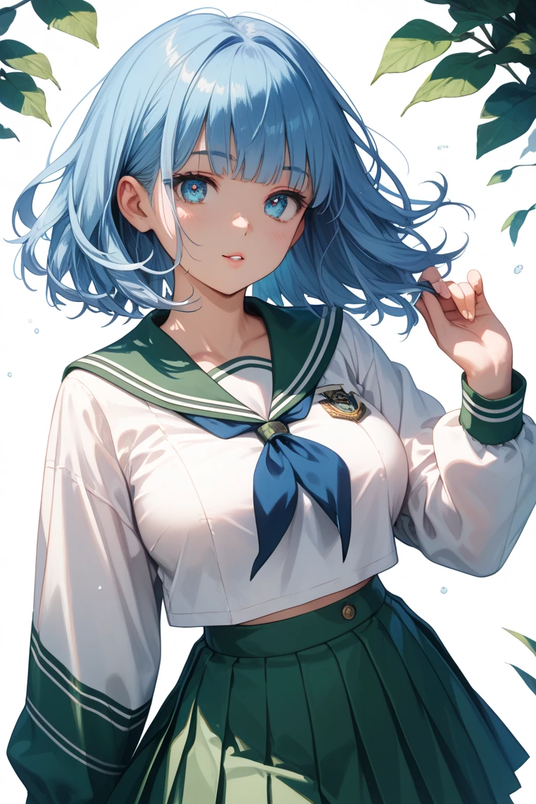 (height difference: 1.5), (size difference: 1.3), (a miniature woman walking side by side with a tall giantess woman: 1.2), (a giantess walking with a miniature woman: 1.2), cleavage, tall skinny, school, serafuku, (:3), closeup breasts and face, school locker room or classroom background, young woman, talking, holding hands, cute dress, cute hair, (looking down at her: 1.3)