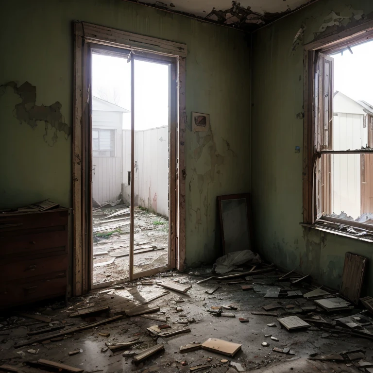 an old run down house with a broken window and a broken door, abandoned house, dilapidated house, an abandoned old, old abandoned house, dilapidated, old house, dilapidated houses, derelict, derelict house, location of a dark old house, abandoned, abandoned buildings, an abandoned, photo of poor condition