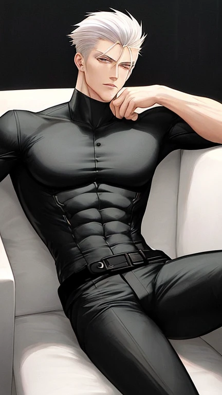 "(The best quality, 4k, 8k, High Resolutions, Masterpiece:1.2), ultra detailed, (realist, fotorrealist, fotorrealist: 1.37), Manhwa, ( man 20-30 years old), demonic, elegant, masculine, dominant, attractive, sexy, una mirada arrogant, (messy hair, black hair), fringe that covers his forehead, perfect and detailed face, big body, muscular, ectomorfo, Without beard, demonic smile, mocking expression, arrogant, Dynamic pose with a black cape, pumped body, good anatomy, (dressed in a black long-sleeved shirt, black turtleneck, black denim pants, heavy boots, black leather gloves on both hands, long black horns facing back), (detailed eyes, Even the eyes)