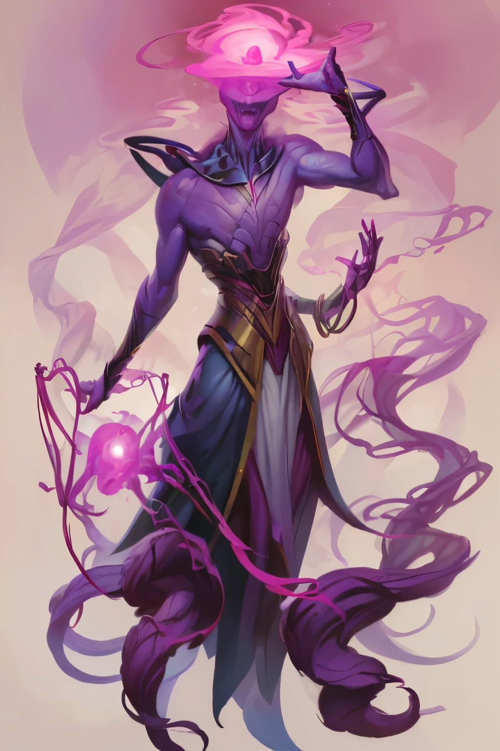 (full body image, (forbidden to cut or not) they appear from head to toe, Formato PNG , transparent background, white background, a creature with a purple alien appearance, And a pink aura around you
