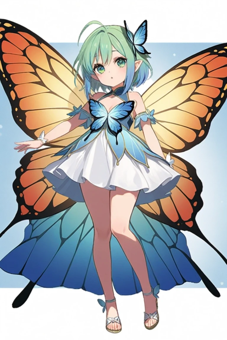 1girl, dragonfly girl, 6 wings, small, 30 years old, closed smile, big breasts, cute, kawaii, brown dress, cobalt wings, yellow eyes, dark blue hair, detailed face, high quality, masterpiece, photorealistic, digital art, ultra-detailed, vibrant colors, natural lighting, fullbody