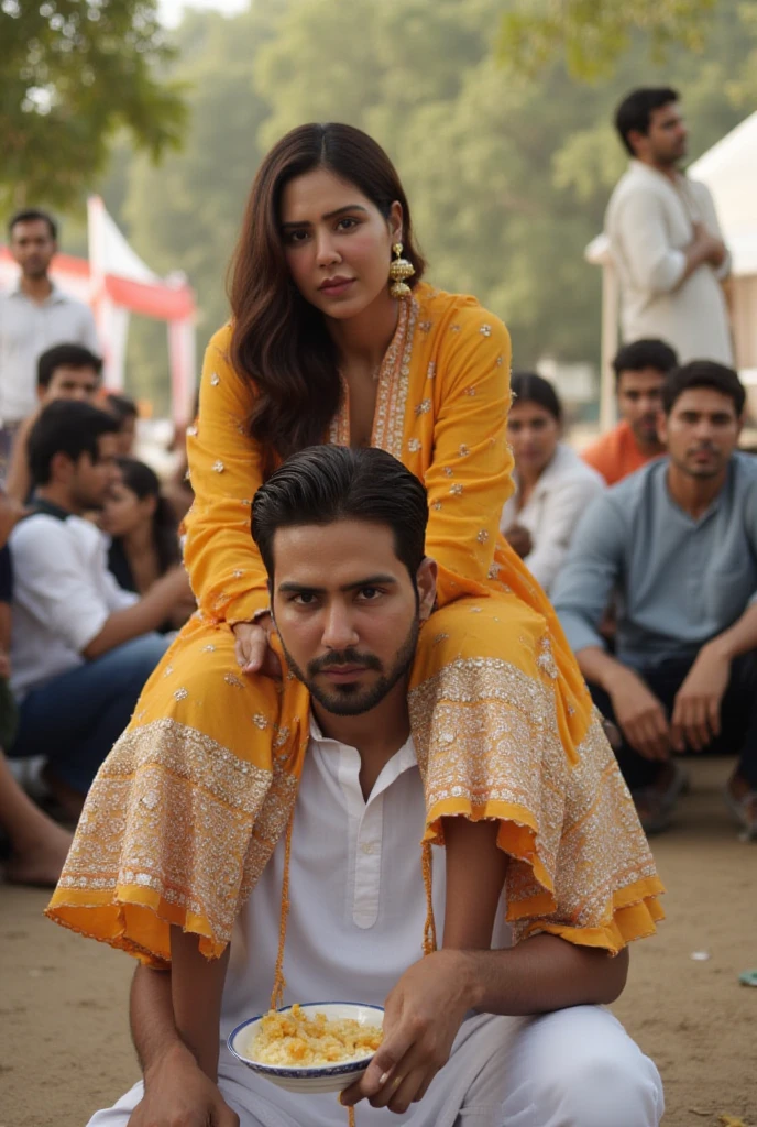 Create a photorealistic image that visually interprets capturing the magical moment of first love transforming one's world. The scene should depict an Indian straight couple walking hand in hand, deeply connected, walking on crowded streets of Mumbai reflecting the newfound enchantment their love brings.