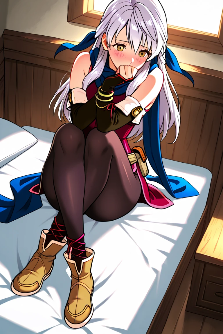 coletteBS, 1girl, pink hair, short hair, cross earrings, personnage, brawl stars, colette, pinku pawlette, cute and blushing 18 years old anime girl, look away because she is embarrassed and blushes, bright blue eyes, detailed face, detailed members, detailed arms, detailed hands, Girl lying, tied by ropes, shackled, can no longer move, tied tightly, very hard tied up with lots of ropes, hampered by so many ropes that she can no longer move, bound hands and feet, ropes tie his whole body, tied extremely tightly and forcefully to her bed by a lot of ropes, its limbs are strongly tied together by ropes, his torso is tied up with thick cords, her chest is so tied up with ropes that it sticks out, her legs are tied tightly with thick ropes, his hands are tied behind his back with ropes, she can no longer move her feet, her hands which are tied by thick ropes, she desperately tries to free herself, likes to be tied tight with big ropes, likes to be immobilized by big ropes, lying down, his hands and feet are strongly tied to the railing of his bed, his legs are pressed together and tied with ropes, its limbs are held vigorously by imposing ropes, her hands are tied securely behind her back by ropes, her chest is compressed by strong ropes, she is pressed against her bed and restrained by large ropes, (shibari, arms behind the back:1.4), (hands on the back), (masterpiece, best quality) 1.5, 1girl, solo, (sexy, beautiful woman, perfect face, perfect eyes, perfect hands), samus aran, (hands on the back), Spread the legs, s' ((lie in bed by big ropes)), ((close up of the girl)), ((((lie in bed)))), ((((arms tied behind the back, Legs Tied,La fille est allongée sur le ventre, La fille est allongée sur le sol:1.5)))), ((((girl seen from behind:1.4)))), ((((girl lying down on her stomach:1.4)))), ((((Outstretched arms:1.5)))), ((((Detailed hands:1.5))))