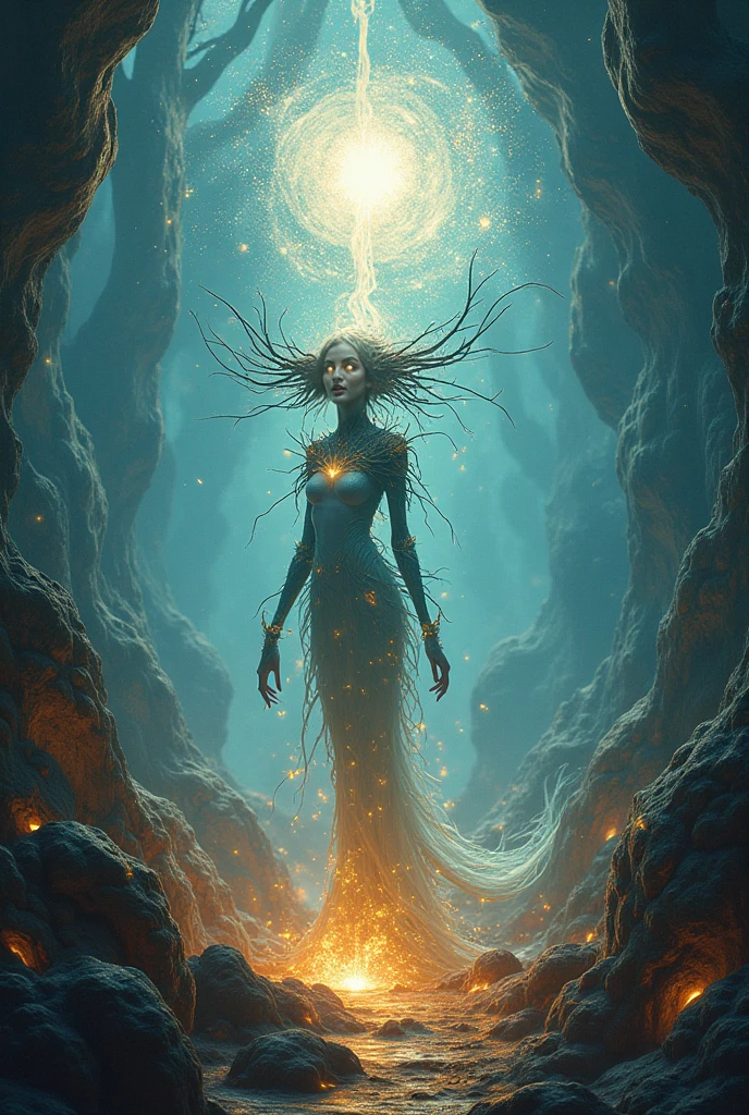 Create a powerful and evocative cover for a song titled 'O Som do Tango.' The image should convey the intense emotions and deep nostalgia expressed in the lyrics. The scene should feature a surreal, dark, and moody atmosphere with swirling dense waves of energy representing low frequencies. These waves should feed on fear and the mysterious creatures of misunderstood realities. In the center, depict a figure, their heart visibly shaken by the vision of tango, which stirs deep sensations within the soul. The figure should be enveloped in subtle, infinite scales of vibrations, with a mix of old and new elements symbolizing the eternal sound of tango. The overall aesthetic should be reminiscent of the deep, profound, and timeless nature of tango, with a haunting yet beautiful quality.