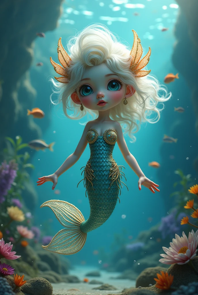 Mermaids playing at the bottom of the sea,Orange head color,Childhood,ssmile,Young,airbubble,A plant,A little coral,simplebackground,Gradient color,Translucent,k hd,Fine quality,optimum,The ultra -The high-definition, Super detail, 巨作, ccurate, High details, High quality, A high resolution, HD, 8K