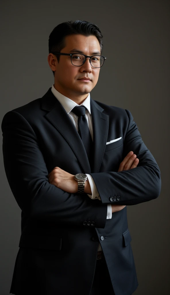 superman, muscular development, Silhouette delineated chin, Strong body , wearing a black suit , White Shirt , reveals the S sign logo of a blue superman suit below, Wearing black thick-rimmed glasses and watches, Upper body, Arms crossed , There are 3 flashes in the studio, soft lighting
Behind superman stands 70 years-old Daddy Jonathan , Full of gray hair , Wearing a Farmer's Costume , touching superman's chest with his hands. Daddy Jonathan kiss superman. Your kiss each other . superman can't refuse