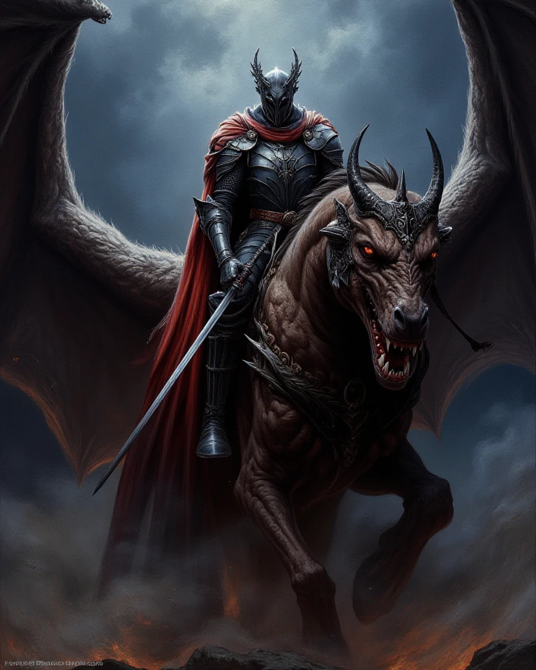 Knight facing a wyvern