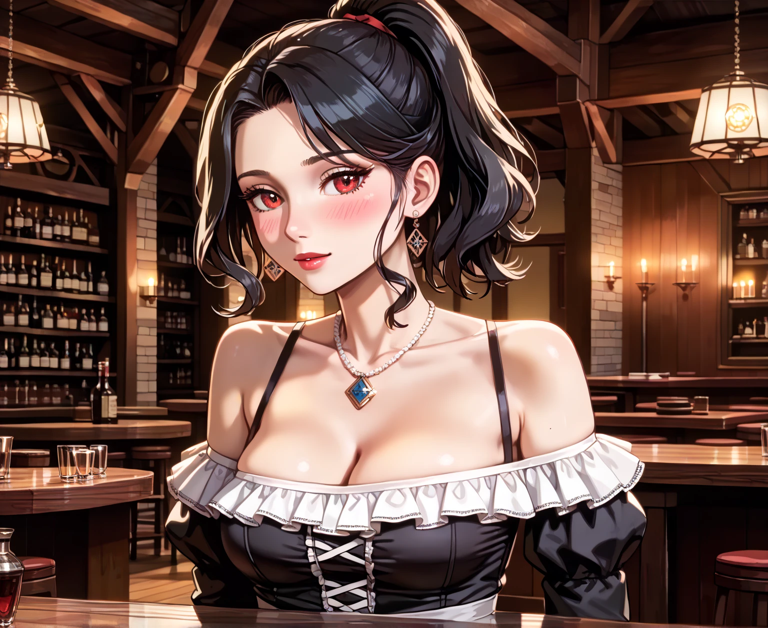 (8K HDR photorealistic pic), Betty Boop, short, althetic, curvy lady, ((tight little red dress)), dark eyebrows, black lipstick, (hoop earrings), dark eyeshadow, black lipstick, curvy, busty, (curly short black hair), shortstack, (retroussé breasts), darling figure, (supple pouting breasts), firm thighs, hourglass figure, kerchief, big brown eyes, dancing seductively