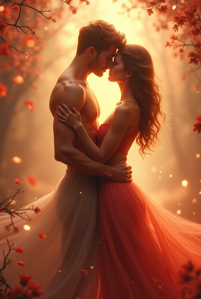 25 YEAR OLD MAN AND PREGNANT WIFE, FAMILY, LOVE, ROMANCE, ROMANTIC, FLOWERS, NIGHTTIME, MOONLIGHT, NATURE, ROSES, NATURE, 8k resolution concept art portrait by Greg Rutkowski, Artgerm, WLOP, Alphonse Mucha dynamic lighting hyperdetailed intricately detailed Splash art trending on Artstation triadic colors Unreal Engine 5 volumetric lighting", K, CAUCASIAN, BLUE EYES, Italy