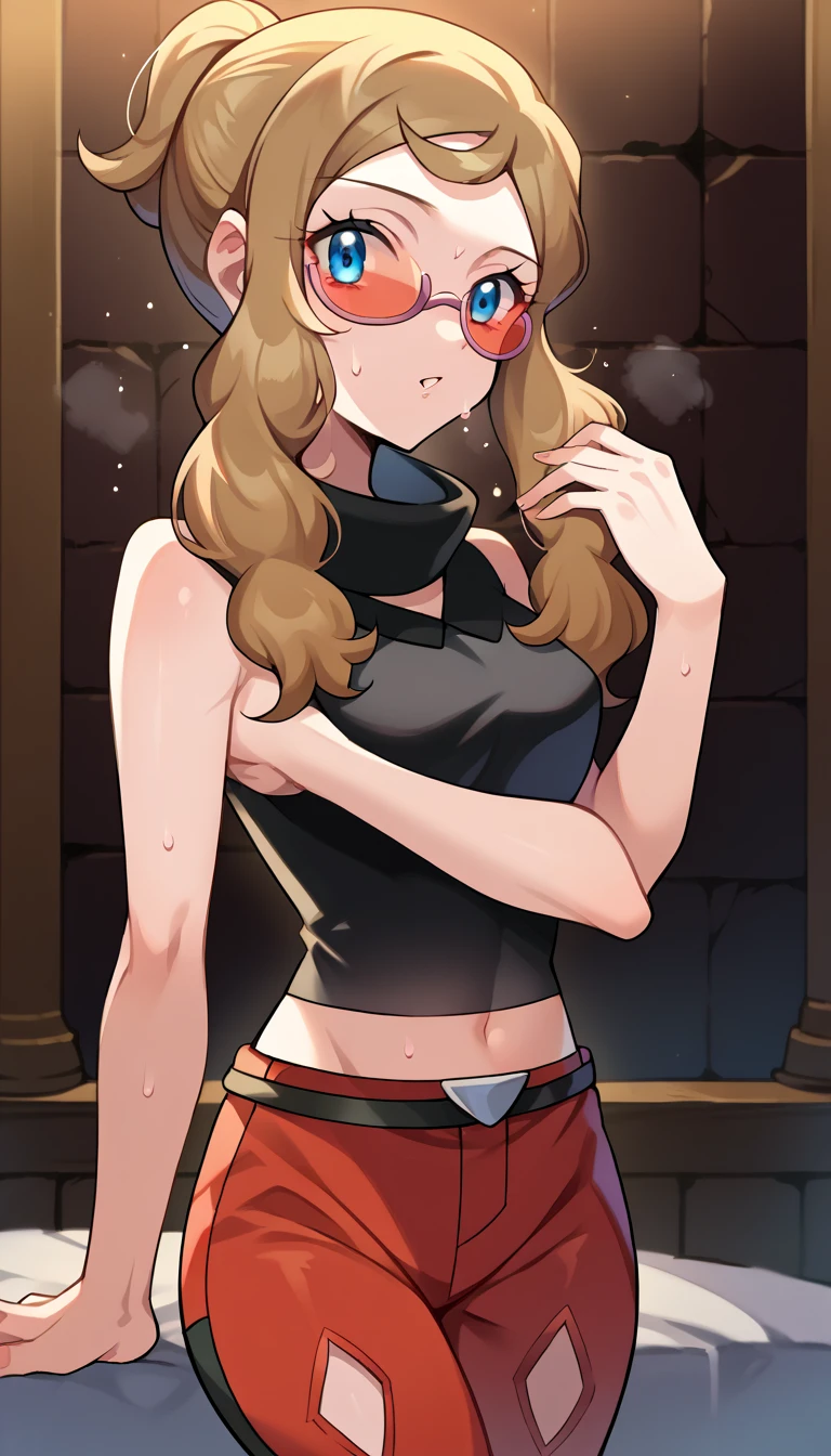 (masterpiece, best quality:1.2),illustration,8k,hd,1girl,solo,full body,long_hair,breasts,bangs,shirt,skirt,short_sleeves,cleavage,bare_shoulders,green_eyes,collarbone,off_shoulder,orange_hair,green_shirt,off-shoulder_shirt,brown_skirt,white_pupils,low_ponytail,hair_over shoulder,white thighhighs,brown footwear,<lora:Alex-Bubble-V1:0.9>