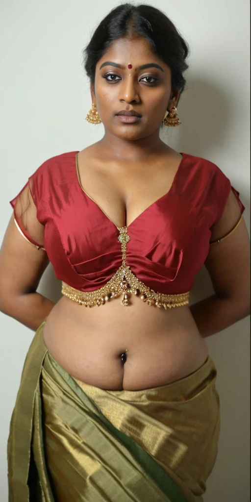 Looks like Nayanthara, thick figure, bulky figure, fleshy figure, black lips, beautiful hypnotizing gazing eyes, Full figured woman, heavy figure, attractive, gorgeous, stunning beauty, milf, 50 years old Woman, attractive body, araffe woman in a gold sari posing for a picture, chocolate skin, skin pores, sweat, incredible skin texture, wearing gold jewellery, photo of a hand jewellery model, sexy girl with dark complexion, indian girl with brown skin, traditional beauty, wearing elegant jewellery, traditional makeup, with small studded earings, indian goddess, indian, intricate thin details in gold, gold jewellery, modeling shoot, 7 0 mm portrait, dramatic lighting, cinematic colour grading,
