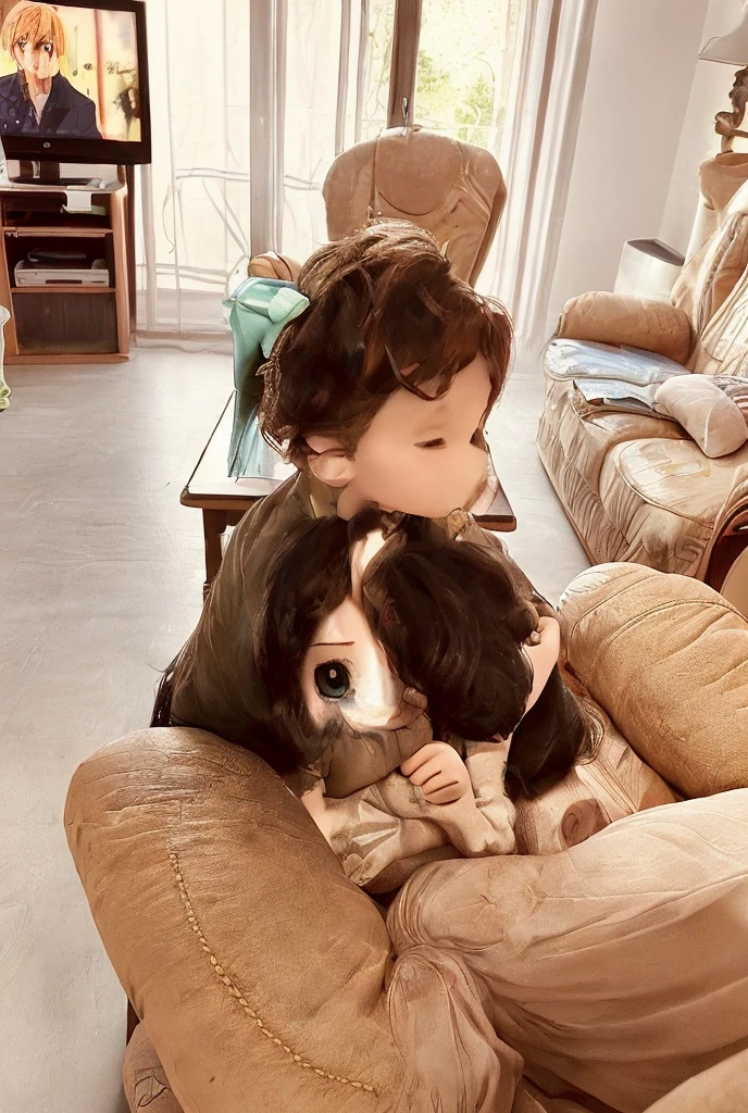 There's a woman and a boy sitting on a bed with a dog, Family photo, cabrito, muito bobo olhando, imagem de perfil, family portrait, Me ajuda, with dogs, happily smiling at the camera, Postagem no Reddit, by Amelia Peláez, Mulher de 30 anos, imagem de qualidade muito baixa, 3 0 anos de idade mulher, Directed by: Emma Andijewska