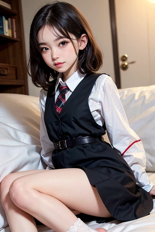 (8K、RAW photo、best image quality、masterpiece:1.3)、(realistic、Photoreal:1.37)、(night)、(look at the audience:1.331)、(gray hair)、Pause、Tokyo street、nightのシーン、cyberpunk city、soft light、1 girl、very beautiful face、bust、lay hands on、random hairstyle、random facial expressions、Big eyes、、lower abdomen、(Short sleeve ticker_shirt)、nffsw_style、(Dark Blue AJC_skirt)、(Ribbon Ticker_tie)、mix 4、cute smile、((No panties:1.5))、((spread legs:1.5))、((Low - Angle:1.5))、