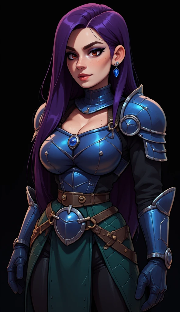 hstone-eva, solo, alone, close up, portrait, fox, creature, glowing blue hair, green eyes, castle in the background, looking at viewer, (realistic:1.2), (beautiful:1.2), (shiny skin:1.1), (soft lighting:1.1), (bodycon:1.2), (large breasts:1.3), (cleavage:1.2), (backlighting:1.1), (bloom:1.1), (light sparkles:0.9), (chromatic aberration:1.1), (sharp focus:1.1), (fantasy warrior:1.3), (perspective:1.1), (from below:1.1), (metal armor:1.2), (pauldrons:1.1), (bracers:1.1), (in the style of Dungeons & Dragons and Lord of the Rings:1.3), (powerful:1.2) <lora:hearthrock-000050:0.5>