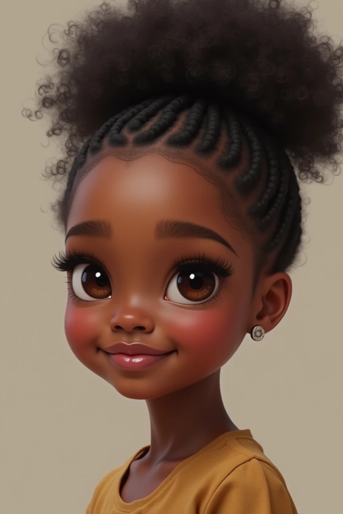 Cute 5-year-old black girl, happy watercolor