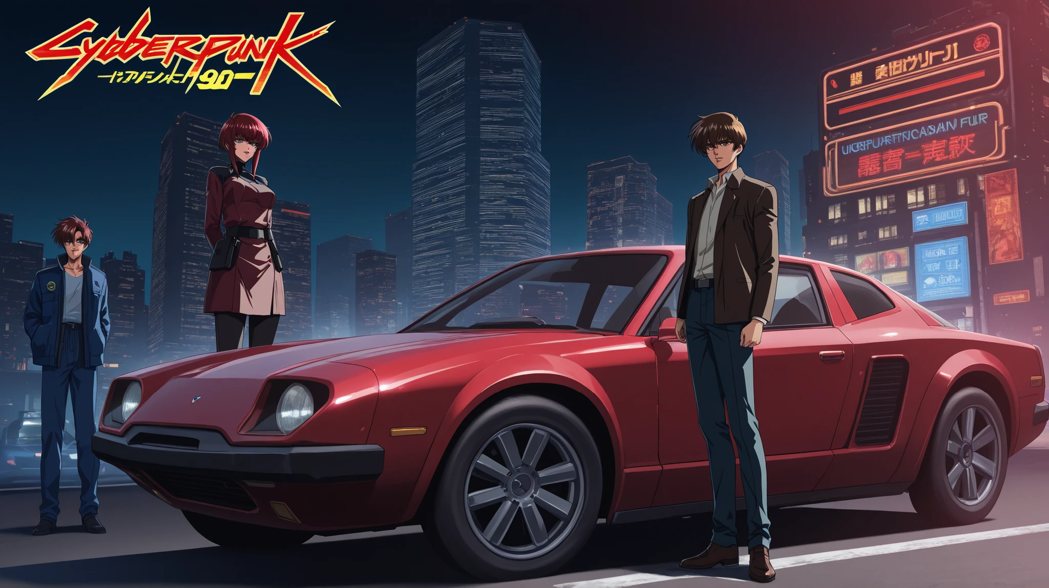car cyberpunk dark retrowave 90s dead human beings city dark noturn of future in starship landscape