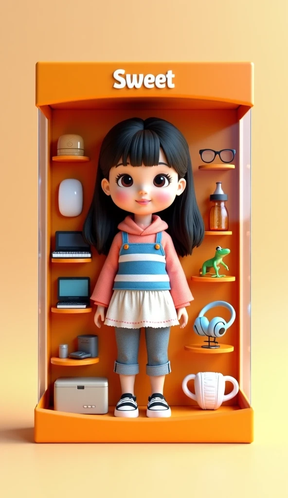 There was a little doll standing in the kitchen, cute 3 d render, 3 D 插图, 3D illustration, kawaii hq render, stylized 3d render, 3d render digital art, promotional render, 3d matte illustration, 3 d render beeple, isometric 3d render, commercial photo of toys, 3 d render stylized