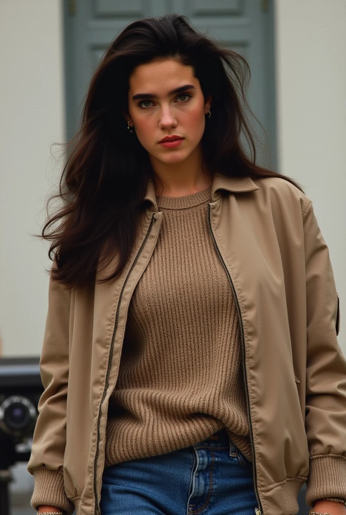 professionally color graded photograph of sexy slender Mexican 21 year old transsexual woman model wearing corduroy straitjacket, walking on fashion runway, hard focus, depth of field, <lora:StraitjacketPsycho_v2:0.7>