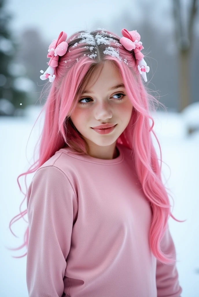 BLONDE CHILD GIRL 12 YEARS OLD, na jaqueta rosa segurando um bolo rosa com cobertura rosa, alexa grace, menina cor-de-rosa, wearing pink hair bow, menina doce, Katelynn Mini Estilo Nice, inspirado em Lucia Peka, rosto rosa brilhante, Nossas Coisas Estranhas, cara rosa, menina rosa bonita, menina jovem e bonito, Nice Poarch, inspirado em Sophia Beale