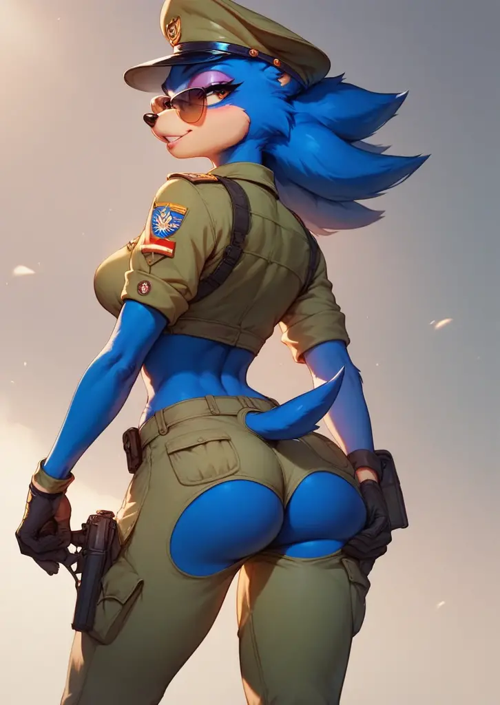 vibrant colors, 8K, high resolution, highly detailed, masterpiece, ((my little pony)), (striped white hair), (pale white body), (gray eyes) seductive face, woman's tactical gear, standing, big breasts, beautiful body, cap
