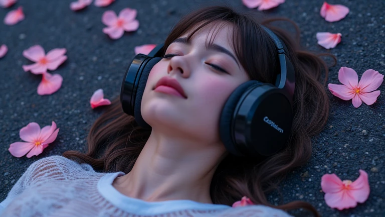 Girl listening music Feeling relax