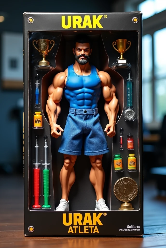 , handsome muscular shirtless bald bearded man laughing , hairy armpits, hands above head in a pillory with a padlock and holding a key, armpit tickling by mechanical hands, rib tickling, navel tickling, a timer above him, science laboratory background