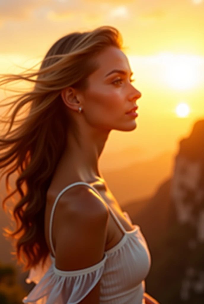 Sketch of a gentle curve woman, pencil-jut Hannah Hase, stroking softly to produce impeccably defined lines, abstraction style, dynamic angle, mellow hues, overlap patterns, intricate detailing, dimensional depth, chiaroscuro style, high resolution, cross-changer, natural backdrop, sunrise palette, extensive shading.