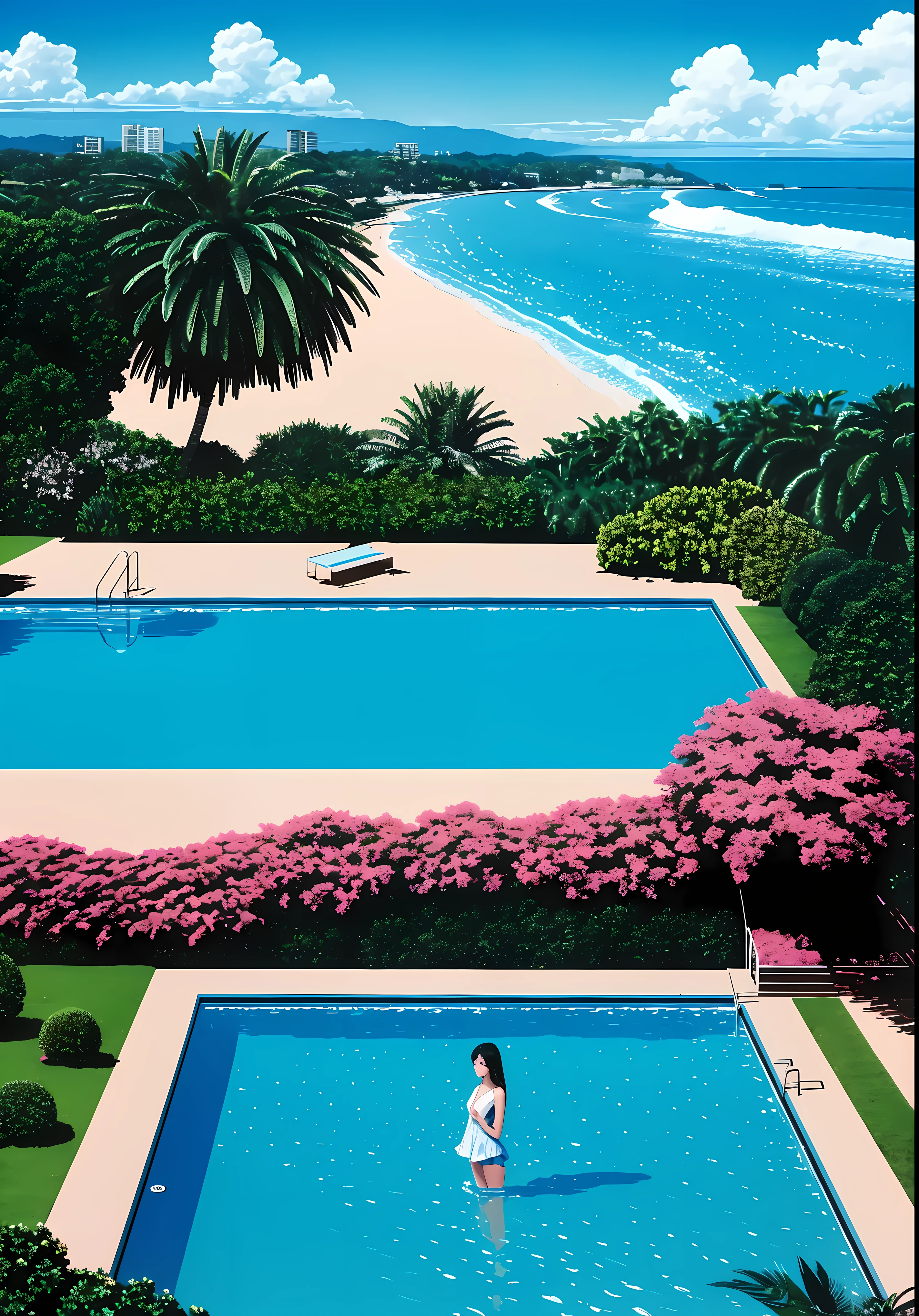 Best Quality,masterpiece,ultra high resolution,synthpop,beautiful woman,
Nagai Hiroshi,null,sea,In summer,strand,coconut tree,pool,building,car,city, moon,
