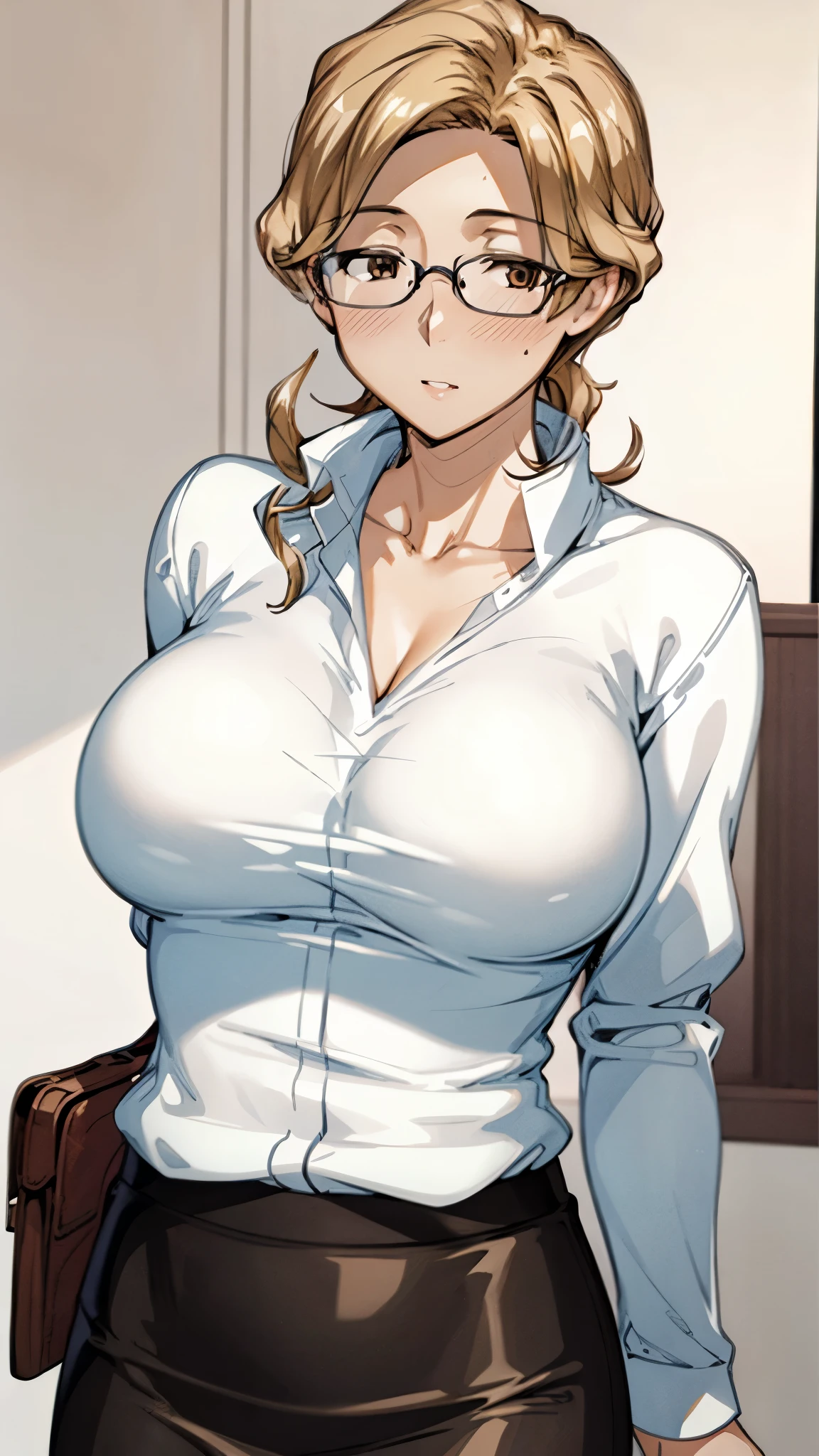 1girl in, A MILF,POV, 1boy,  between breasts,   , Sweat, cleavage, , , Room, full of sweat, Large breasts, motion line, motion-blur, Warm summer, white  shirt, A MILF,astonished face、Precise features and delicate expressions,40 years,huge breasts are wet,Very beautiful woman,、((trembling))、(Slim and thick ),Toned body、Composition of the whole body、Perfect human body、(((Kyoka Tachibana、Oil,gleaming skin、realistic skin textures、Detailed beautiful skin、Shiny skin、shiny white skin)))、Female teacher looking for books in the library、a short skirt、Stretch your back、Long body、beauty legs、garterbelts、fishnet tights、
