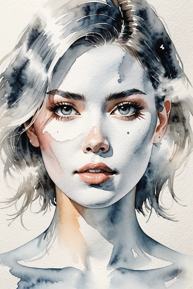 Positiv Clip L
8k, award-winning, professional close up watercolor inkpainting of a, beautiful woman, (f_stop 2.8), (focal_length 35.0) f/2.8, 35mm focal length
Positive Clip G
8k, award-winning, professional close up watercolor inkpainting of a, beautiful woman that captivates the viewer, her pale, porcelain-like skin appears almost supernatural, while her dark eyes exude depth and penetration
---------