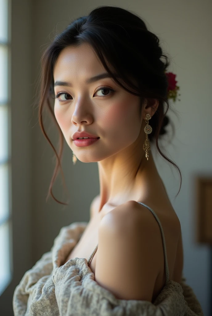 1 Japanese woman、((solo))、alone、bride、Wearing White wedding dress、Queen、happiness、((Show me your forehead))、Are standing、short hair、detailed face、High resolution、((whole body))、(flowers around her)、whole body、She is a beautiful woman to marry、High quality and beautiful、shining face,holding a bouquet、