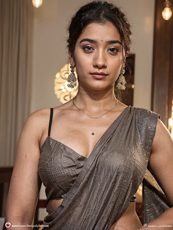 A woman round neck blouse and saree, round face, angle face, beautiful face,good figure,big cheeks, curvy,, swooping breasts, open arms, sexy armpits,big penis, nipples, ass, necklace, (cinematic:1.3), intricate details, (ArtStation:1.2), anusha bhatia in round neck blouse and saree, lime and gold hue, inspired by Ambreen Butt, actress, wearing round neck blouse and saree, subtle detailing, wearing round neck blouse and saree, full - view, by Ambreen Butt, round neck blouse and saree, subtle details, round neck blouse and saree, wearing a round neck blouse and saree, round neck blouse and saree,