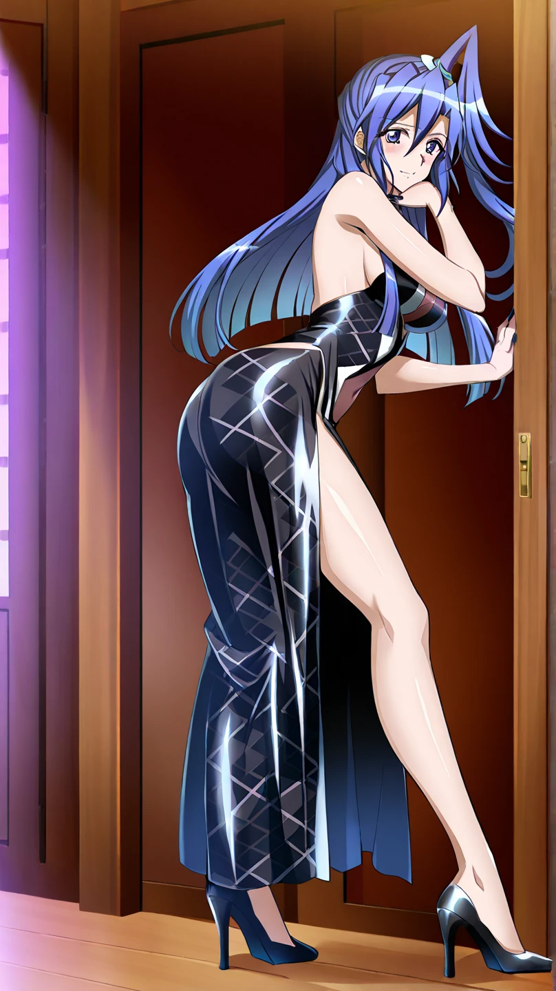 A girl, with a short mini dress in club, she looks like iranian girls, she is skinny but she has a good back