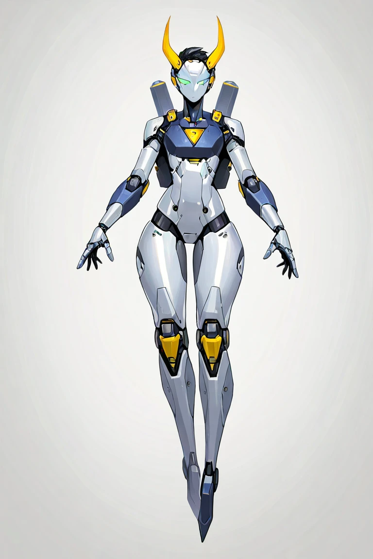 tender robot like wally-e , (front, side, back views of the same character) , white background