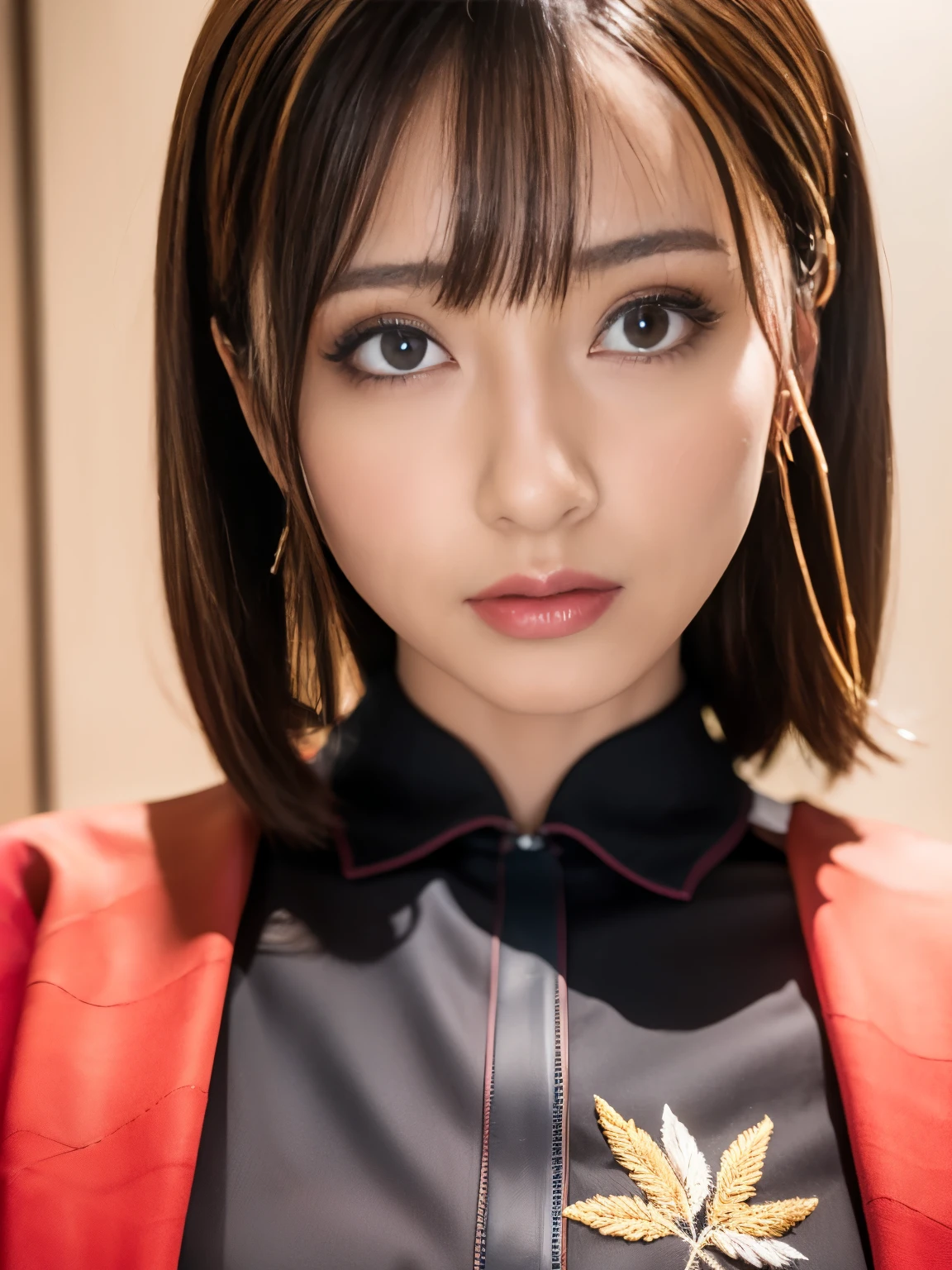 Breathtaking.Breathtaking.The Joy of Penetration、突き抜けるorgasm、incredible joy with a half-open crimson color、orgasm、orgasm、orgasm、orgasm、orgasm、Breathtaking.Breathtaking.Breathtaking.one girl, Best Quality、masterpiece、 ultra high resolution 、(cowboy shot),(realistic), (Super Real), ( ultra high resolution ), ( ultra high resolution ), (one girl), ((Ultra-realistic Details)),(realistic:1.4)beautiful face, cute face, 、RAW photo, Best Quality,masterpiece,Best Quality, ultra high resolution ), Best Picture , (8k, RAW photo, realistic), Beautiful and well-groomed Japanese woman, Rainbow brown hair, big, Shining Blue Eyes , long eyelashes, double eyelids, Half-open crimson alluring moist big thick lips, big breasts, side bust , Down , abs, thin, perfect proportions, full body, Beautiful and well-groomed Japanese woman with gold embroidery on a black áo dài , Blurred background red