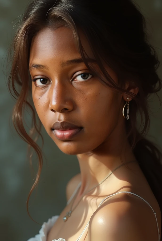 beautiful character design, double exposure painting, front profile 27 year old African female character with red braided hair, beautiful hair and confident, insanely detailed and intricate details, detailed skin, detailed skin pores, elegant, Hasselblad, cinematic, portrait, raphaelite, headroom, pierre-auguste Renoir