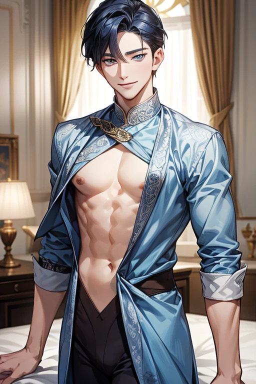 ((best quality)), ((masterpiece)), (detailed), ((best quality)), ((masterpiece)), (detailed), ((best quality)), ((masterpiece)), (detailed), (male), a handsome man with a big dick bulge! Wearing white transparent boxers!