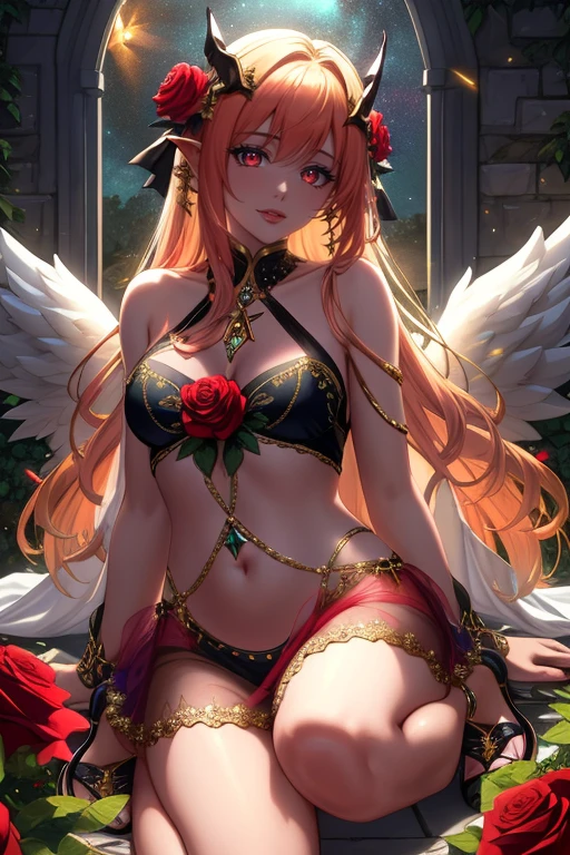 ((Highest quality)),(Ultra-high resolution),(Super detailed),(Detailed Description),((The best CG)),(masterpiece),Highly detailed art,(Art with precise details:1.5), The crimson sky, Shining Star, Angel Wings, like, yonder, dream,