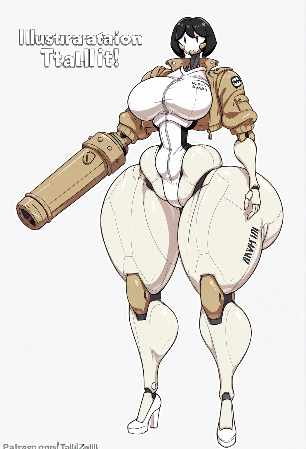 masterpiece, best quality, (detailed background),High contrast,astronaut,gigantic breasts, 1girl,full body, cowboy shot,(white background:1.5),clean lineart,