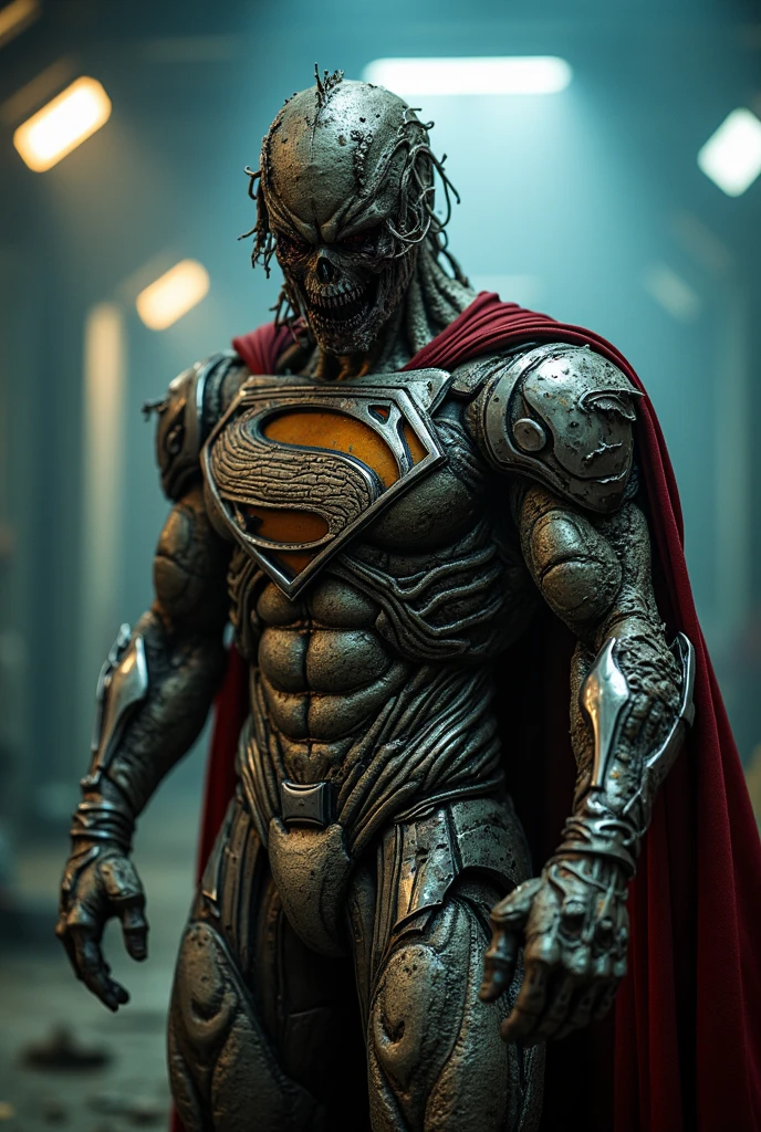 (nvinkpunk:0.8) (full body:0.6) (portrait:0.7) photograph of (undead zombie:1.1) (zombified:1.2) (armored:0.7) Superman, (rotting:1.1), (putrid:1.1), (decayed:1.1), (dessicated:1.1), (mummified:1.1), (gaunt:1.2), emaciated, cinematic lighting, (cinematic color grading:1.2), golden ratio, epic, perfect composition, elegant, sunset, backlit, no crop, 4k, sharp focus, masterpiece, backlight, cinematic, cyberpunk, photorealistic, Bladerunner, action, moody lighting