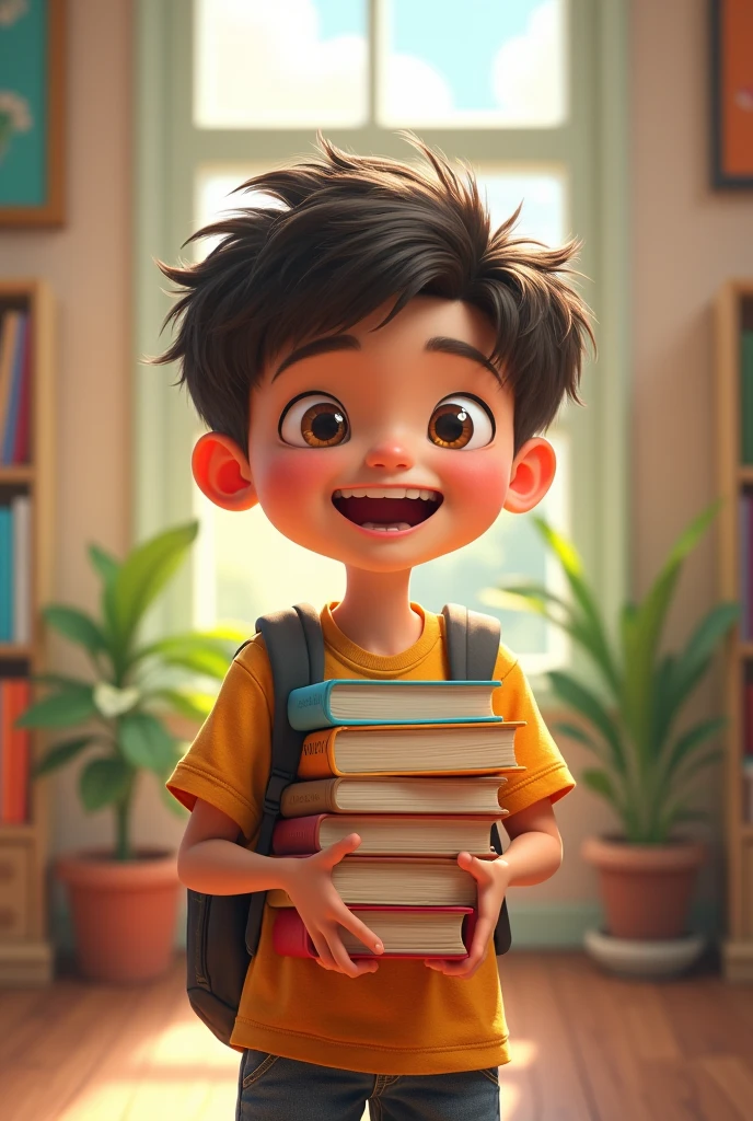 A boy with the power of telekinesis lifting books