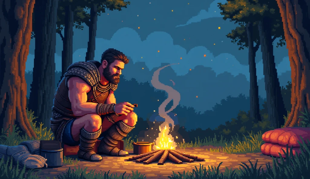 man with his feet on hot coals