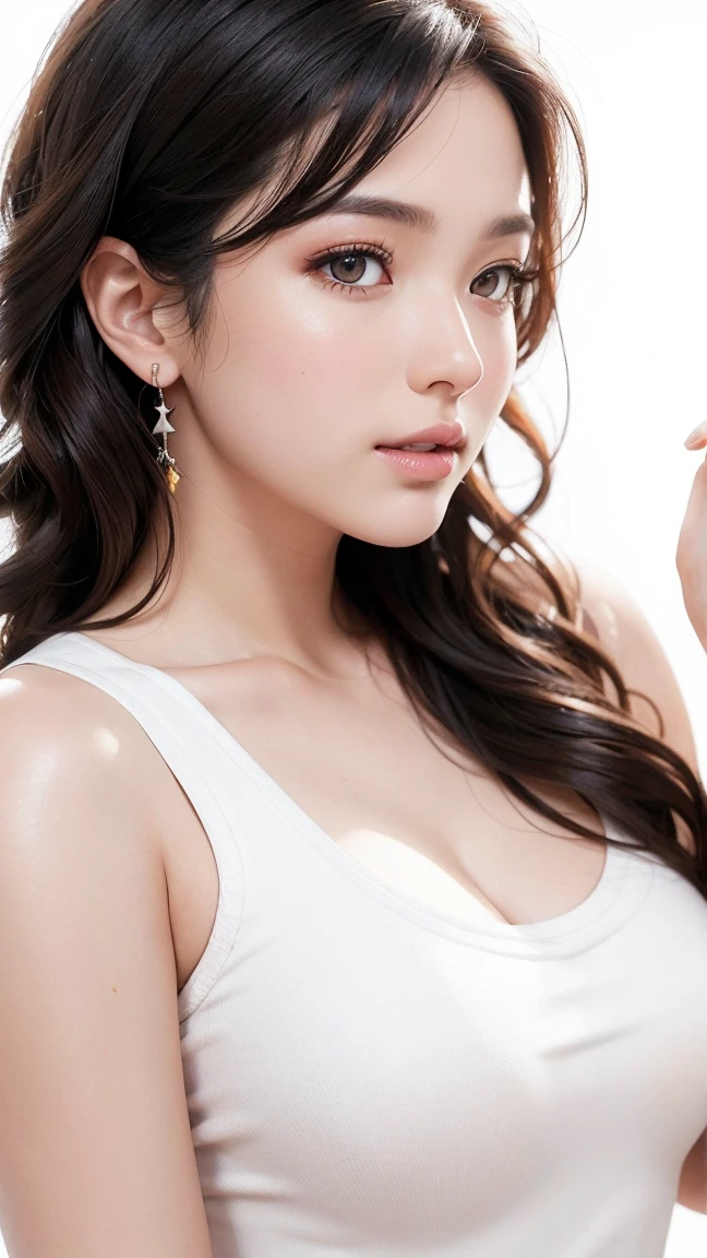 ((top-quality、8k、masuter piece:1.3))、女の子1人、Beautiful woman with slender abs:1.3、(highlights hair)、(huge tit)、hyperdetailed face、A detailed eye、二重まぶた、(full bodyesbian)、(Underwear)