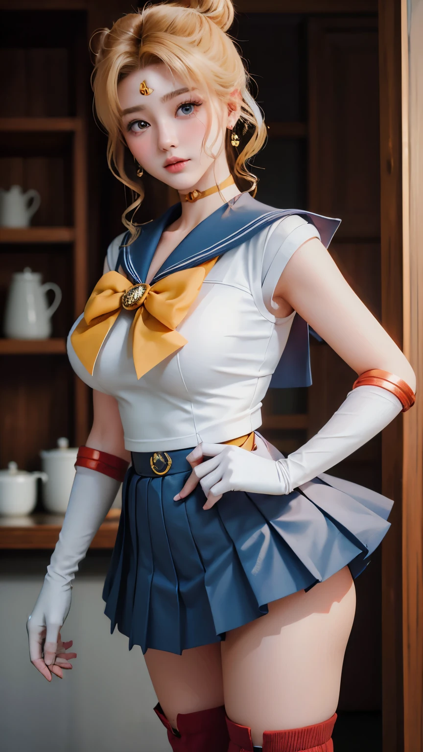 NSFW,table top、full:1.3、stand、8K、。.3d、realistic、super micro photography、highest quality、Wallpapers with extreme details CG Unity 8K、from below、intricate details、(1 female)、28 years old、(sailor moon:1.6 Super Bishoujo Senshi sailor moon Mer1、Nether Warm Wind,land、sailor warrior uniform Sailor:1.5、sailor moon:1.5,Eternal sailor moon)、(Incredibly long and bright blonde pigtails:1.4、thin and very long straight twin tail blonde, bun hair、Red round hair ornament for bun hair)、((sailor warrior uniform、sailor color,pray miniskirt:1.5、Glossy pleated mini skirt:1.3、big red ribbon on the chest,,,,,、white long latex gloves,red gloves on the elbows、A gorgeous golden tiara on the forehead、ear nipple rings,Gorgeous Golden Jewels))、Extremely thin and fitted high gloss white holographic leather、High-gloss white latex high-leg swimsuit that shines like oil,(facial details:1.5、bright blue eyes、Beautifull expression、beautidfull eyes、Iris overview, shining eyes、thin lips:1.5、thin and sharp pale eyebrows,、long and thick eyelashes、double eyelashes、thin, thin and muscular,,,、small face、tall and big breasts、perfect proportions、big breasts thin waist、sexy model posing、dynamic pose,visible pores、enchanting smile、perfect hands:1.5、octane rendering、very dramatic picture、(The divinity of the moon,space background、moonlight rays、moon、dynamic background、exquisite light and shadow、dynamic angle、detailed background),strong natural light、sunlight、Digital single-lens reflex camera、sharp focus: 1.0、Maximum clarity and sharpness