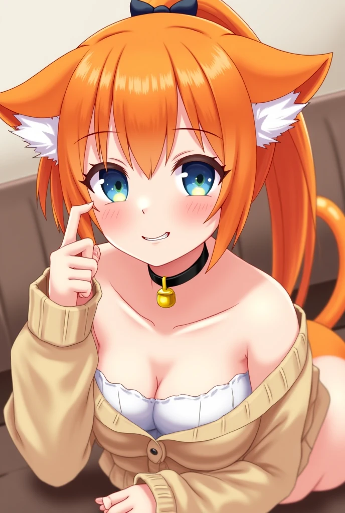 orange tabby cat girl