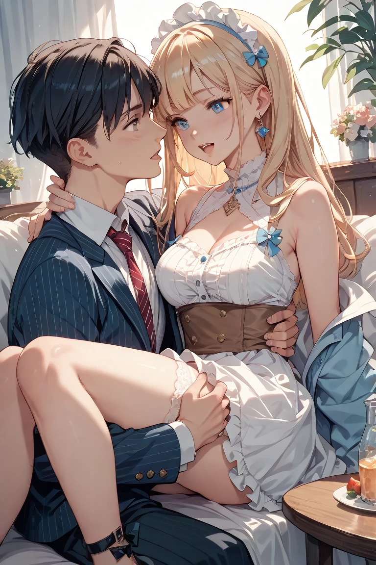 ((masterpiece)), Highest quality, Very detailed,(One Girl),Yuki Asuna、 Long Hair,Beautiful background ,(((Clothing))), chest, Bent body,Lie in, Look to the side, Worried face, Female genitals in full view, Drunk look, Hot body、Sweaty、Spread your legs、Opening the vagina with your fingers、Female genitalia seen deep inside、 NSFW、I'm being cuckolded、Verbal invitation、In the heat、One boy、他人のchestを掴む、Sitting on a seated man, Later, the man inserted、Heterosexual, (((upright straddle)))、anal intercourse、Sex with a man, Big penis in vagina、Intense piston movement)))、Browsing Caution, (((Vaginal 、Sticking out tongue、Intense climax、Trembling Body)))、Landscape、Deep Kiss、Wedding dress、Long gloves、garter belt、stockings、Stiletto heels、