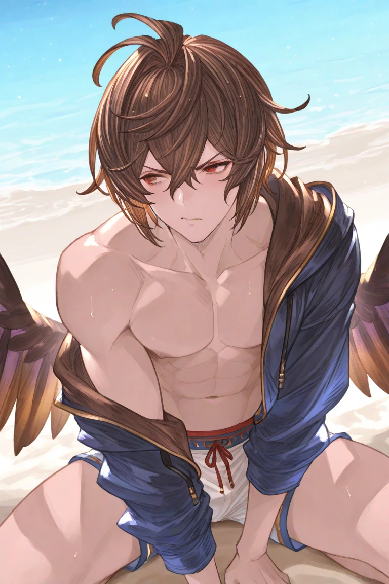 ((Best quality, 8k, Masterpiece: 1.3)), (Sharp focus: 1.2), (A naked man, subtle smile, sensual), (Full body including legs), male , defined muscles, erotic, big black angel wings ,clouds , halloween, scary, pumpkins, sunset sun: 1.2), ((Wet body: 1.1)), Highly detailed facial and skin texture, Detailed eyes, Double eyelid, tanned skin, sexy, tanned, muscled, full naked, big penis, long black hair, mountains, open arms, screaming