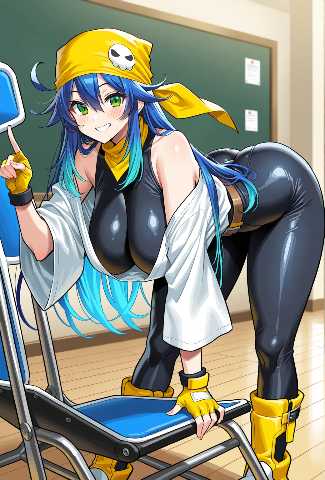Mom Classroom Sexy Butt Breasts Blue hair